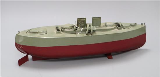 A Sutcliffe model of a warship, boxed